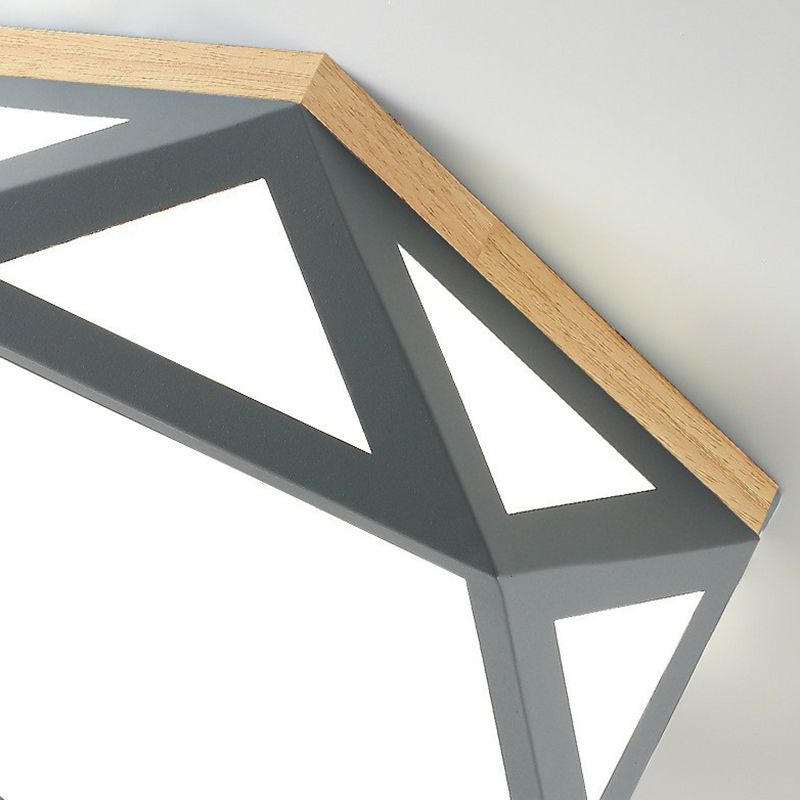 Multifaceted LED Flush Mount Minimalist Metallic Bedroom Flushmount Ceiling Light with Pentagon Acrylic Shade