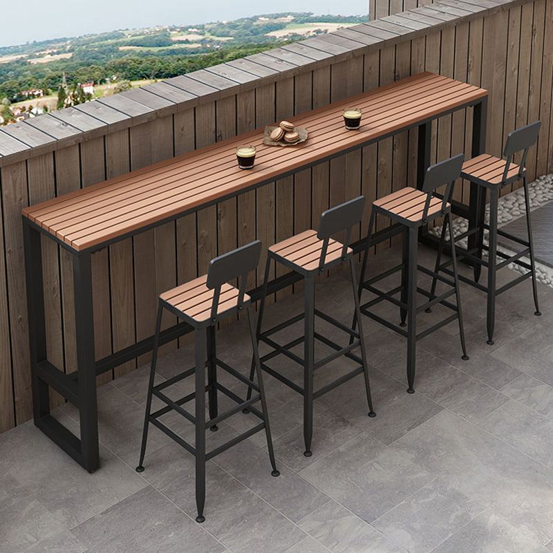 Modern Table Set 1/4/5 Pieces Bar Rectangle Bar Table with Metal High Stools for Kitchen