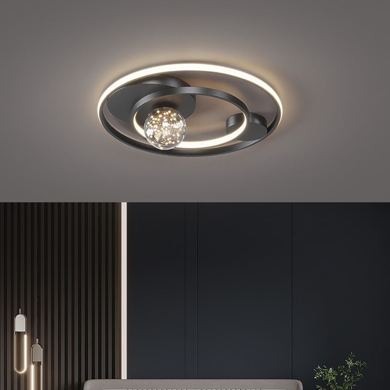 Contemporary 1-Light LED Flush Ceiling Light Metal Circle Ceiling Light Fixture for Bedroom