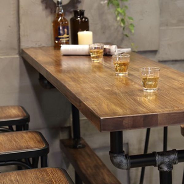 1/4/7 Pieces Industrial Rectangular Wood Top Pub Table with Metal Bar Stool Set