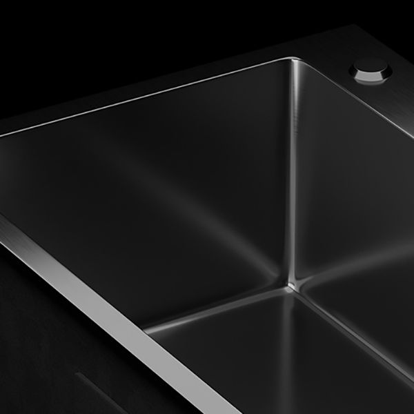 Rectangular Kitchen Sink Black Stainless Steel Single Bowl Top Mount Kitchen Sink