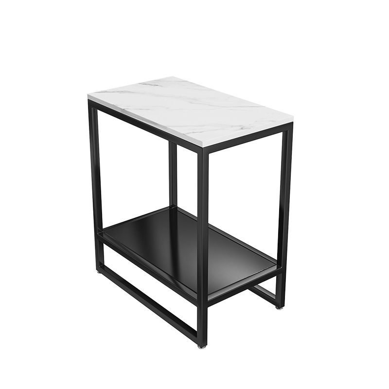 Metal Nightstand Contemporary Glass Top Night Table with Shelves