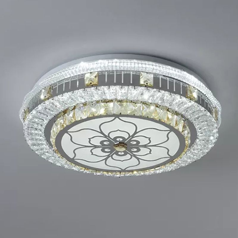 Éclairage de plafond de chambre à coucher de tambour incrusté de cristal LED plafonnier moderne en blanc