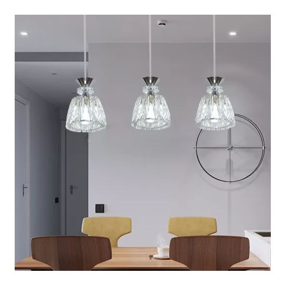 Glockenförmige Kristallcluster Anhänger moderne Chrom -LED -LED Hängende Licht für Esszimmer