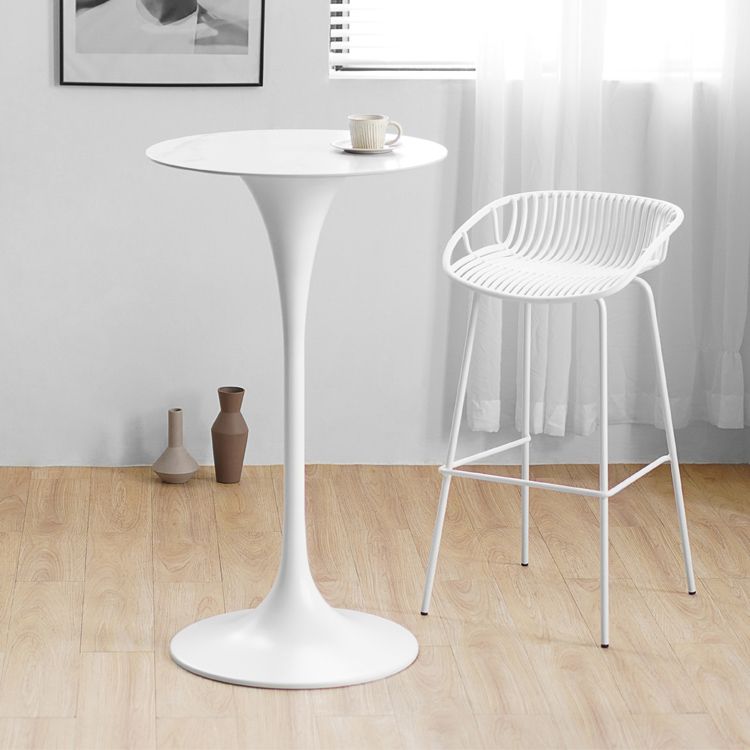 Contemporary Round Bar Stool Table Faux Marble and Stone Bar Table for Small Places