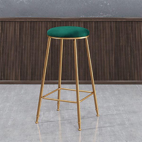 Nordic Glam Bar Stool Round Counter Bar Stool with Metal Legs for Kitchen