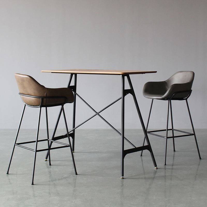 Industrial Style Metal Bar-stool Leather Counter Bar Stool for Kitchen Bar