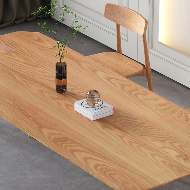 Solid Wood 4 Legs Dining Site Table Modern Rectangle Fixed Dinette Table