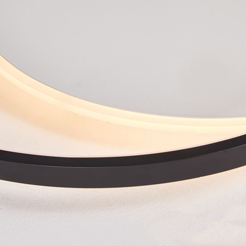 Plafonnier LED circulaire noir en acrylique, simplicité moderne, montage encastré en fer laqué pour chambre à coucher