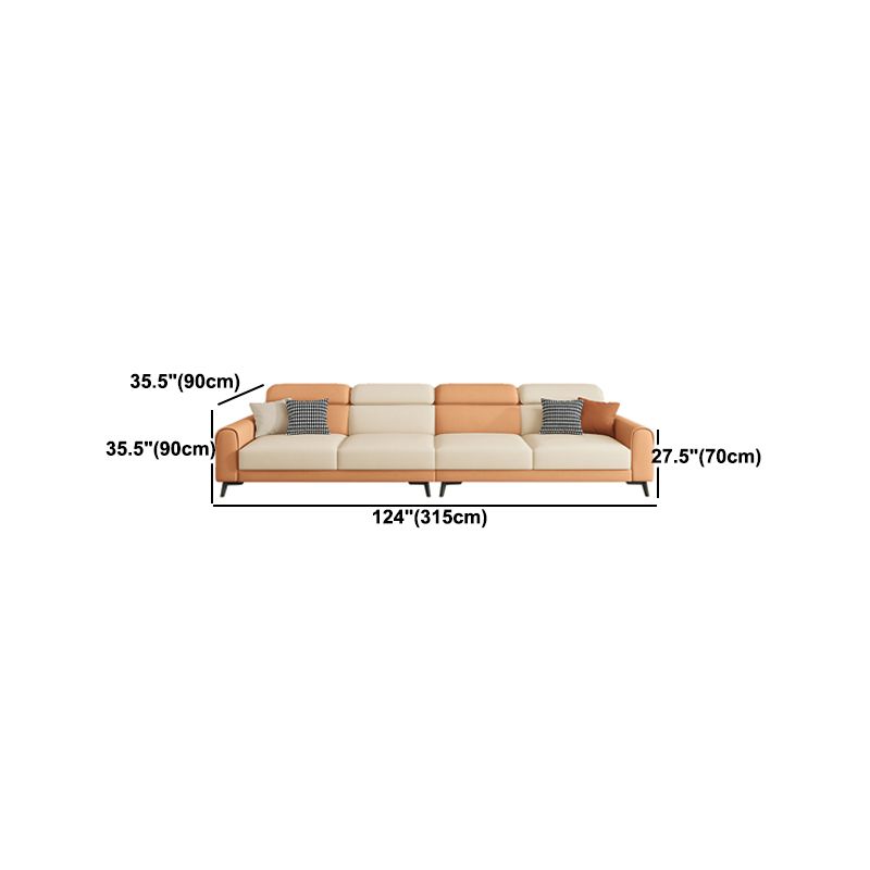 Contemporary Stain-Resistant Cream White Square Arm Faux Leather Sofa