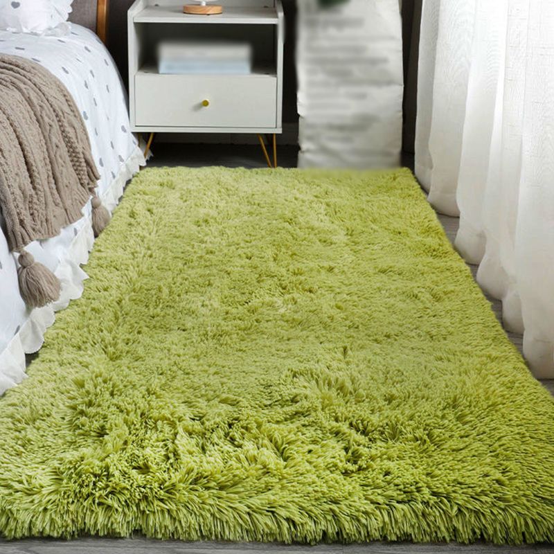 Simplicity Solid Color Area Carpet Washable Rug Polyester Non-Slip Shag Carpet for Living Room