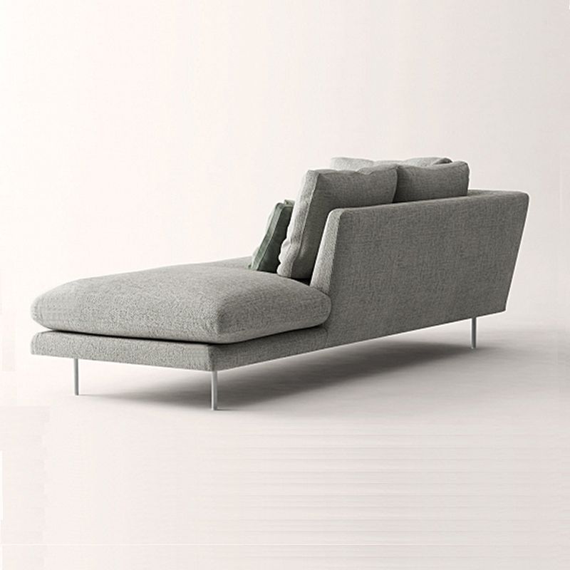 Contemporary Upholstered Cotton Blend Flared Arm Chaise Lounge in Gray