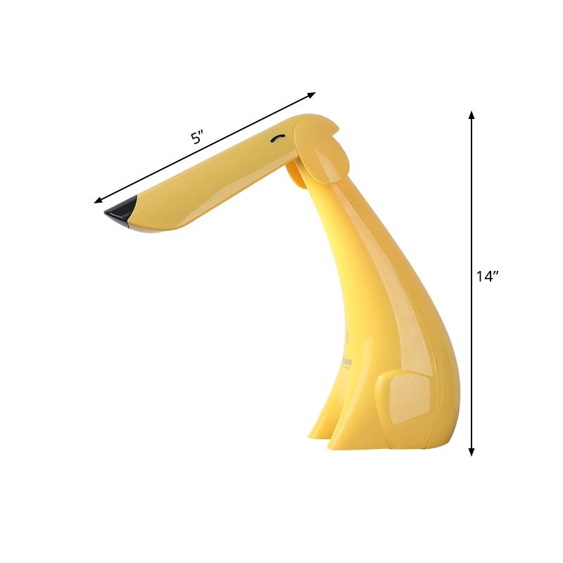 Touch Dimmer Doggy Study Light Cartoon Plastic Yellow LED Desk Lamp with Rotatable Design for Kids Room
