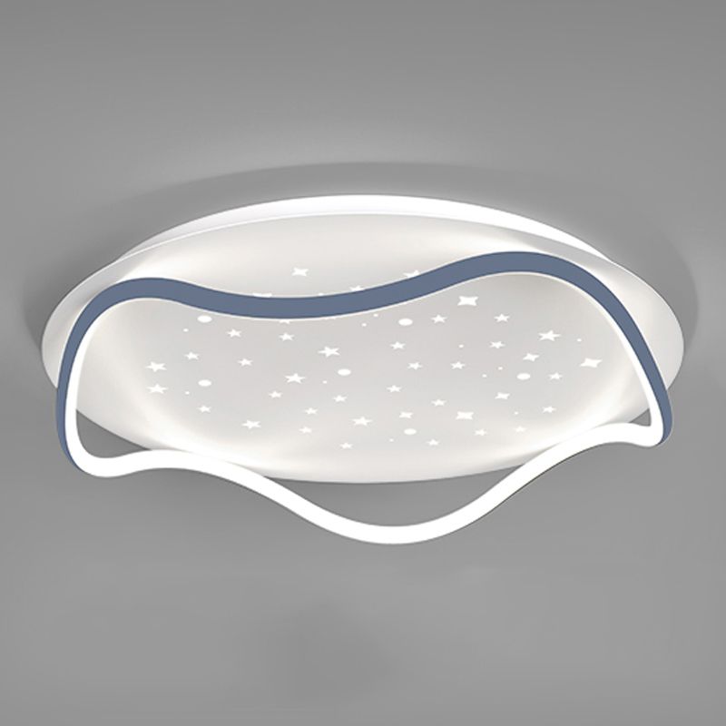 Plafonnier de forme ronde moderne en fer à 2 lumières, montage encastré pour chambre à coucher
