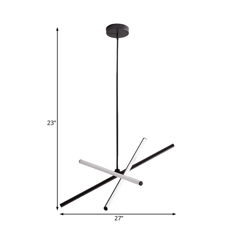 Lampadante a pendente in metallo lineare Lampada a soffitto appeso a LED Nero/oro per camera da letto in luce calda