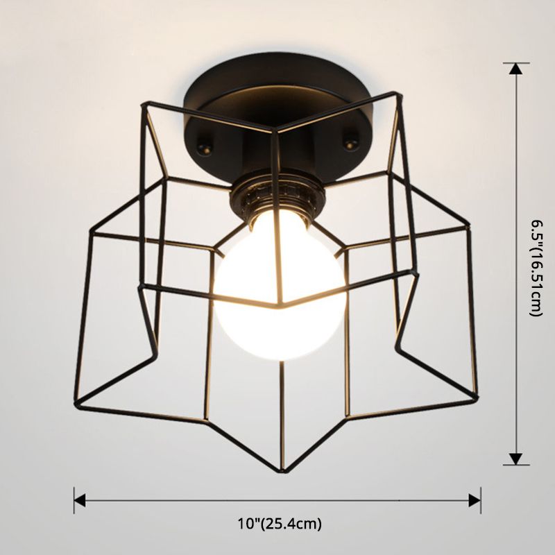 1 Light Semi Flush Chandelier Retro Industrial Style Metal Ceiling Mount Light Fixture for Hallway