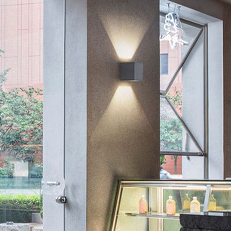 Lámpara de luz cuadrado Lámpara de pared moderna de 1 luz con sombra de cemento gris
