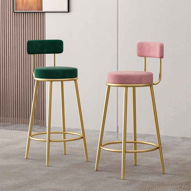 Scandinavian Design Upholstered Armless Stools for Home Low Back Barstools with Metal Legs
