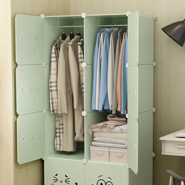 Modern Style Wardrobe Green Colour Plastic Bedroom Wardrobe Closet
