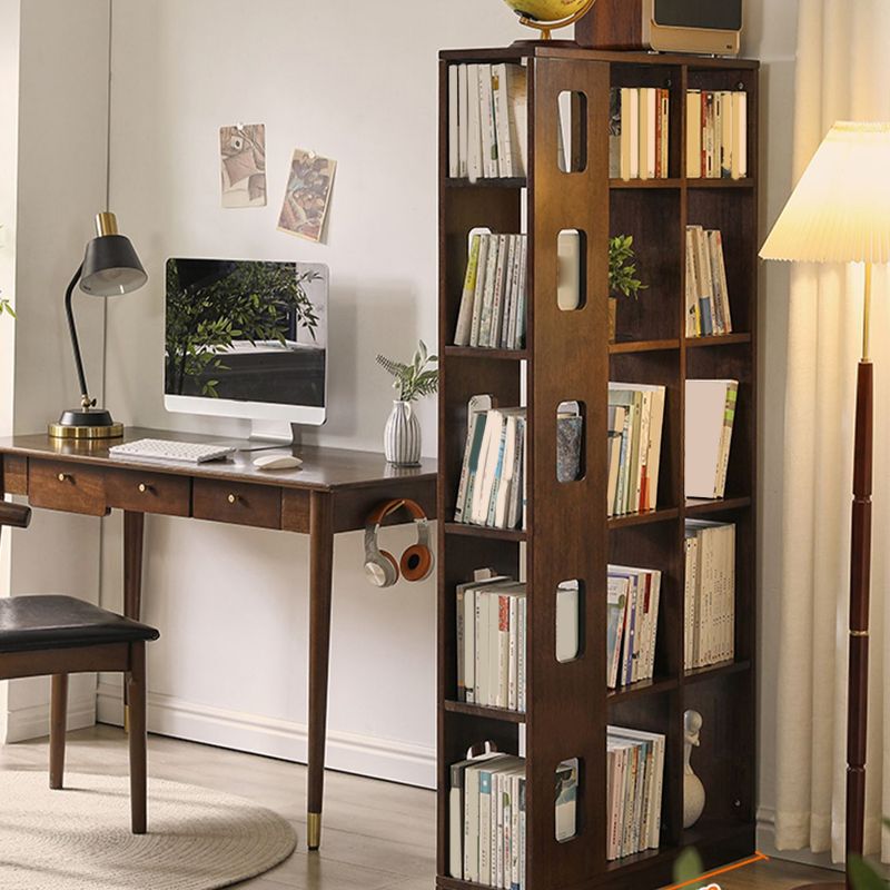 Mid Century Modern Brown Shelf Bookcase Open Storage for Home Office