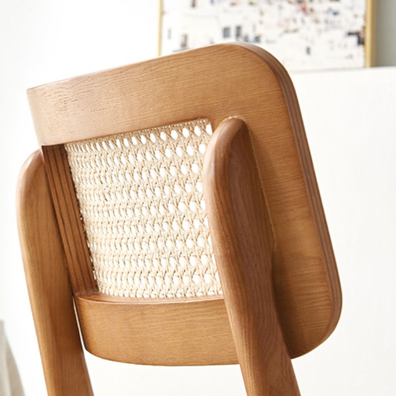 Solid Wood Kitchen Dining Chairs Open Back Chairs in Natural