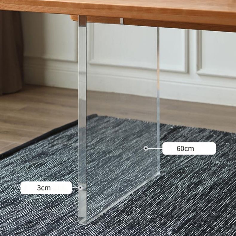 Contemporary Solid Wood Top and Acrylic Base Dining Table Set