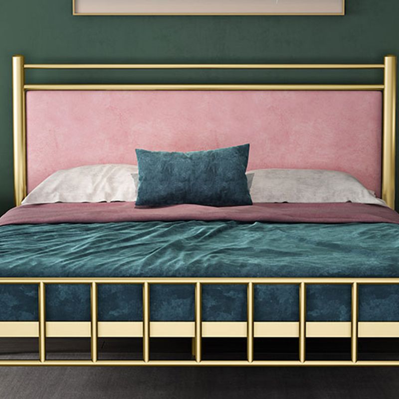 Glam Standard Bed with Rectangular Panel Headboard and Metal Legs Bed