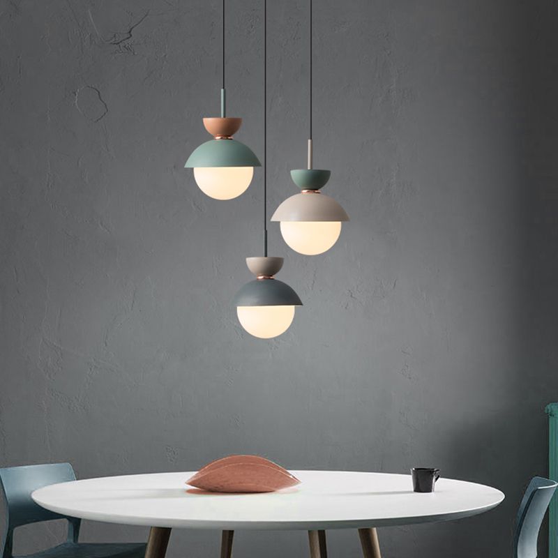 Round Shape Metal Hanging Light Nordic Macarons Style 1 Light Hanging Mounted Lights
