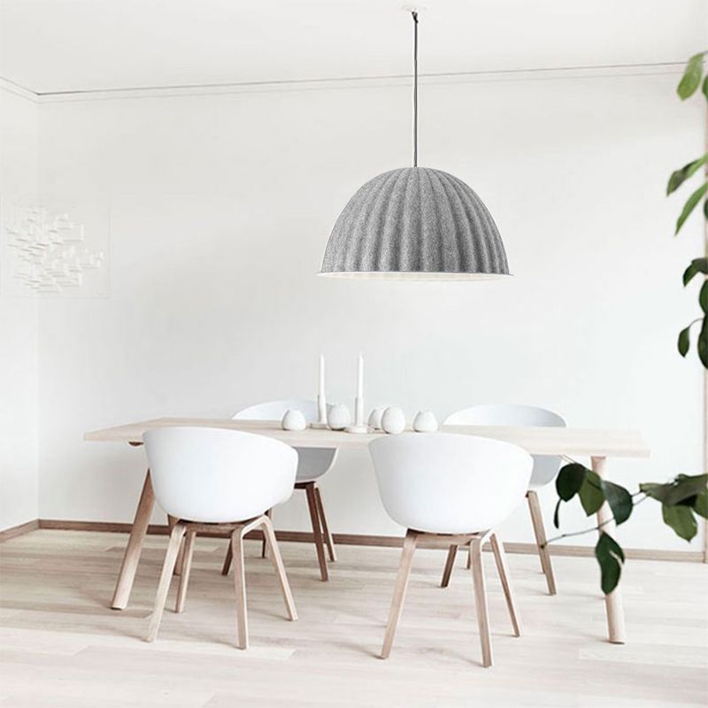 1 Head Living Room Pendant Light Modern Grey Ceiling Suspension Lamp with Bowl Metal Shade