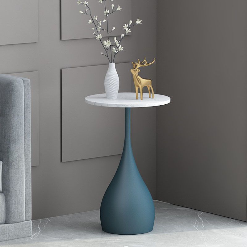 Contemporary 21.7" Tall Pedestal Table Slate Top Round Side End Table