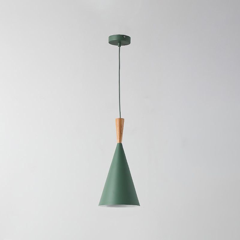 Geometry Drop Pendant Simplicity Metal 1-Light Dining Room Hanging Light Kit with Wood Cork