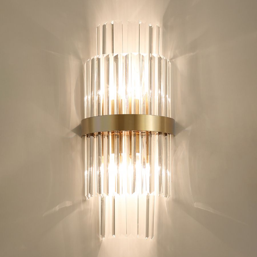 Lampada a parete postmoderna a parete 2 heele lampade con un ombra di cristallo chiaro