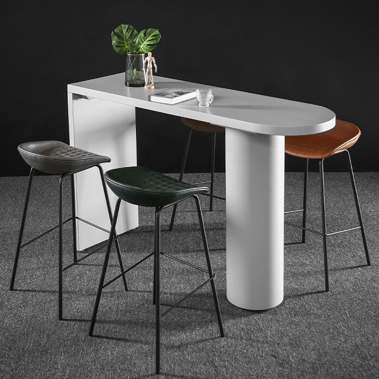 Industrial White Pub Bar Table Wood Double Pedestal Bar Dining Table Fixed Table