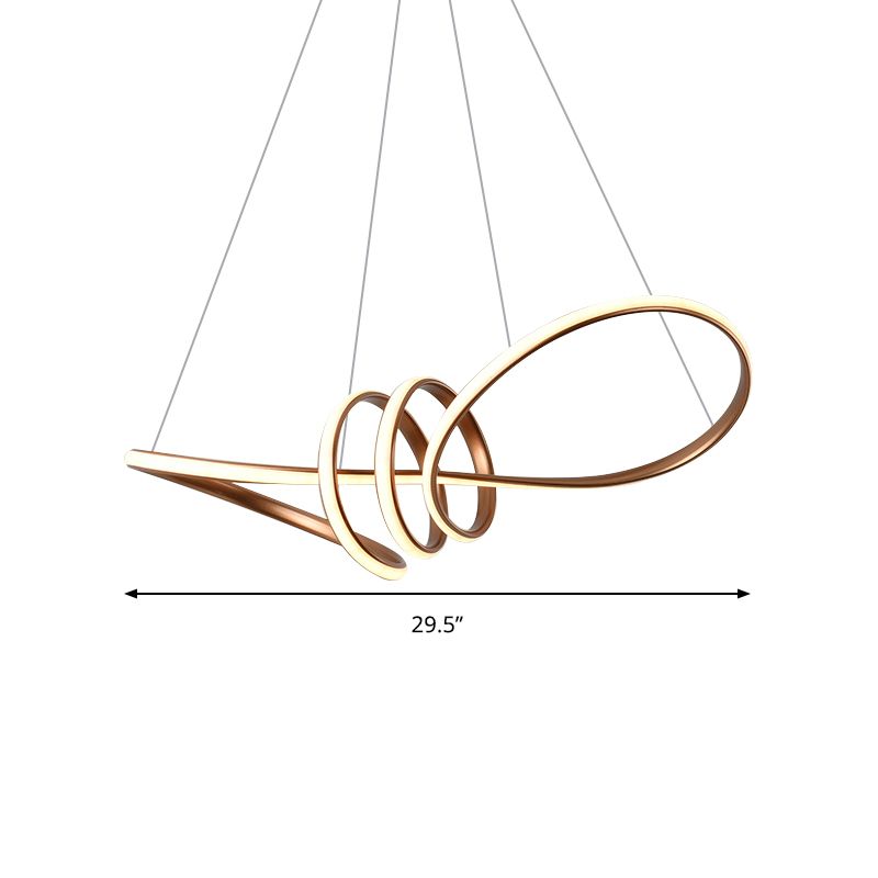 Twist Bar Sala da pranzo lampadario LED in metallo Post moderno cordino a sospensione in marrone