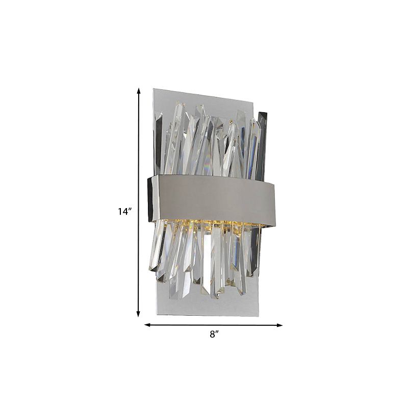 Rectangle de la chambre à coucher luminaire mural clair Crystal LED Contemporain Mur Wall Éclairage en chrome