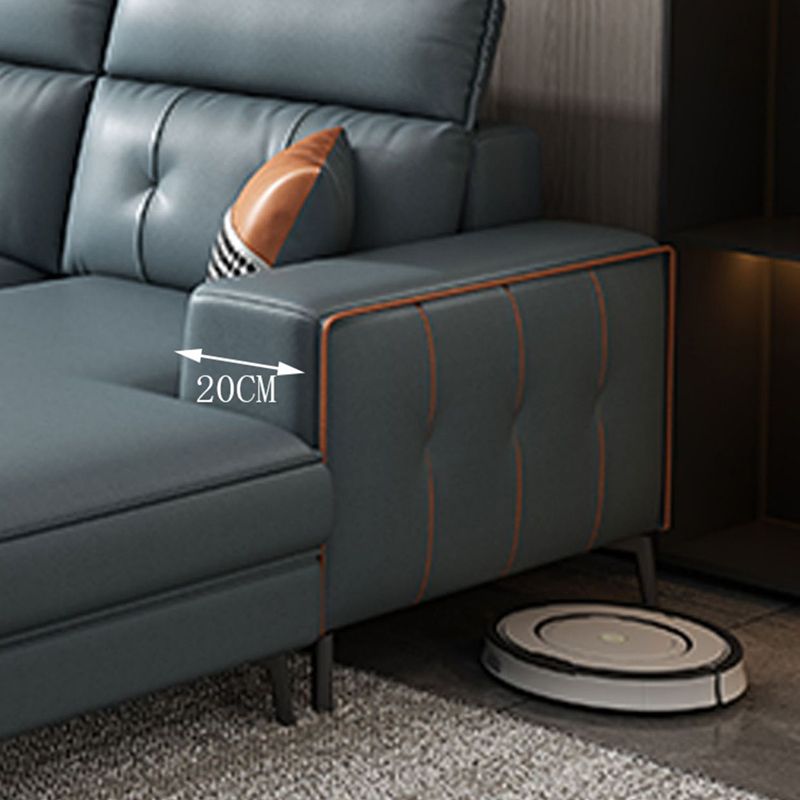 Modern 5-seat Faux Leather Sectional Square Arm Sectional with 4 Pillows