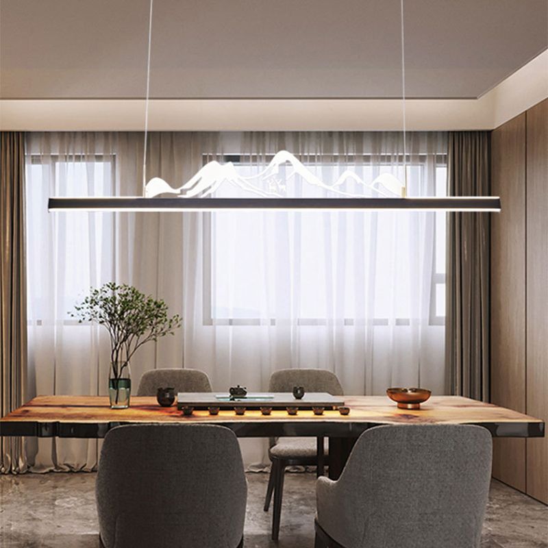 Modern Style Dining Chandelier Lamp Dining Room LED Long Strip Pendant Light Fixture