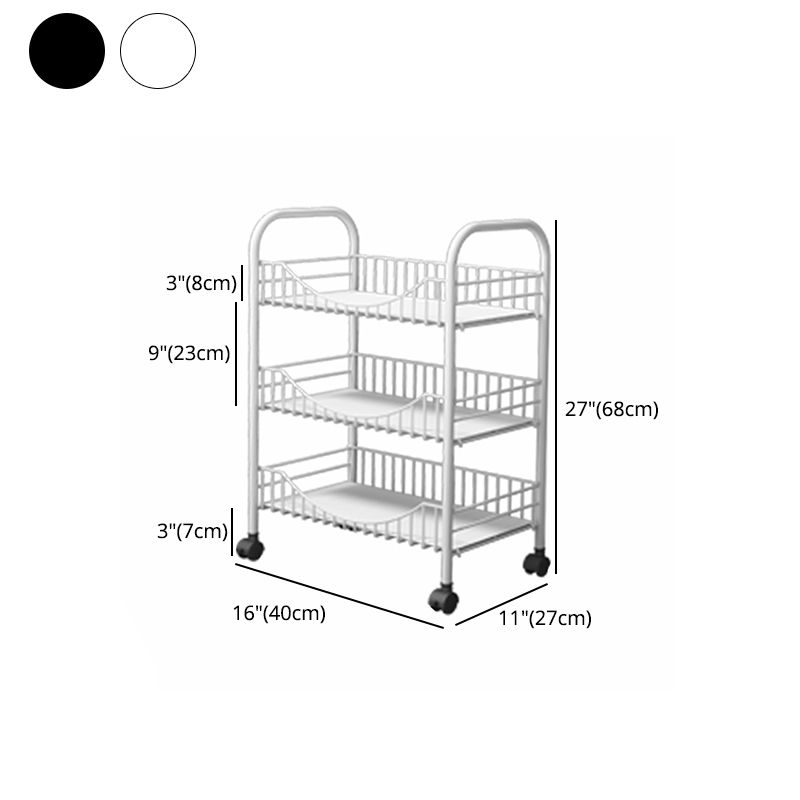 Modern Style Steel Bookcase with Wheels Open Bookshelf for Living Room