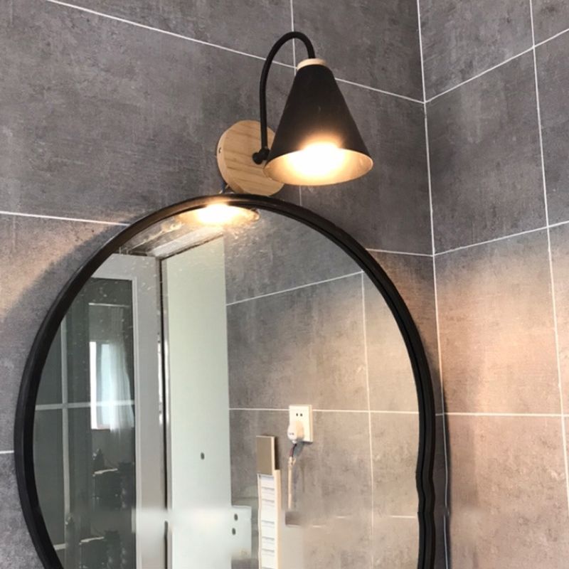 Industrial Wall Lamp Cone Shade Metal 1 Light Sconces for Bedroom