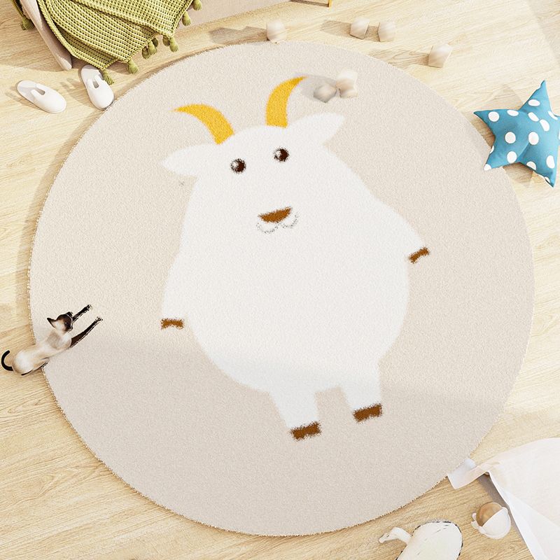 Lambswool Kids Area Carpet Stain Resistant Round Carpet Animal Print Modern Rug