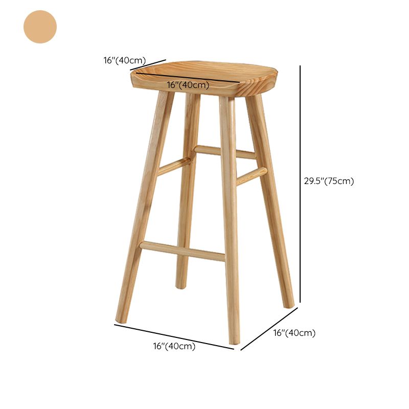 Contemporary Solid Wood Counter Stool Bucket Living Room Bar Stool