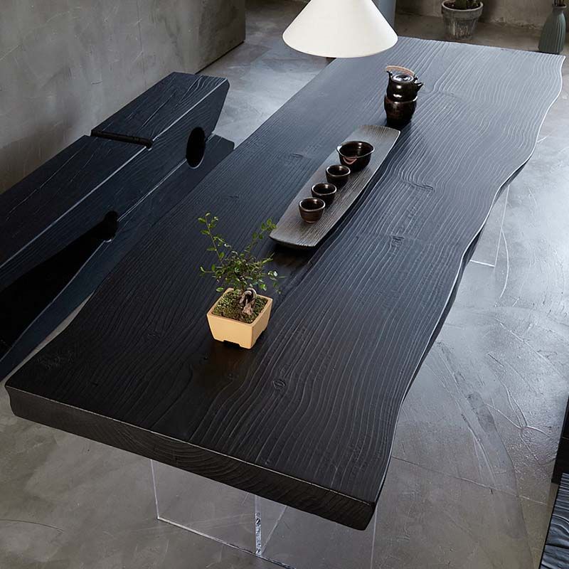 Modern Double Pedestal Dining Table Wood Table for Dining Room