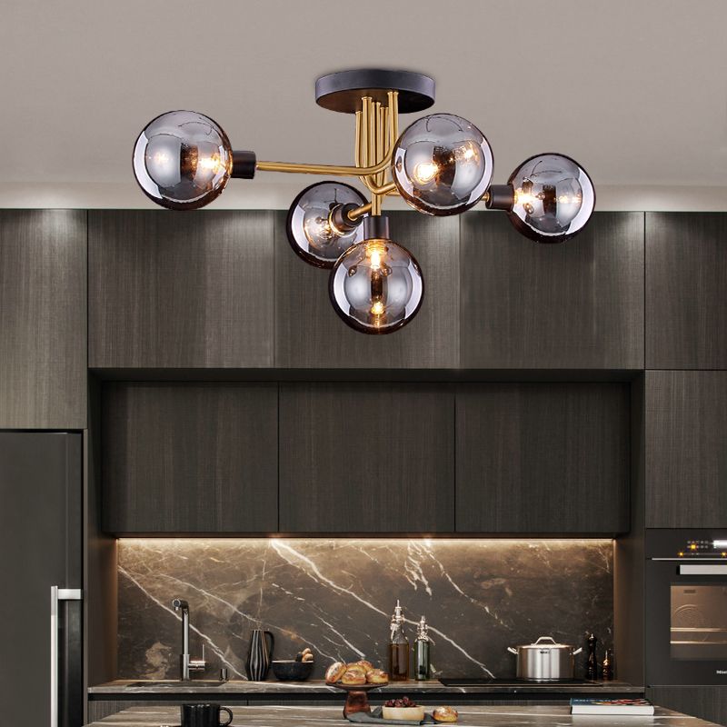 Plafonnier rond en verre semi-affleurant, luminaire de style simple, lustre semi-encastré