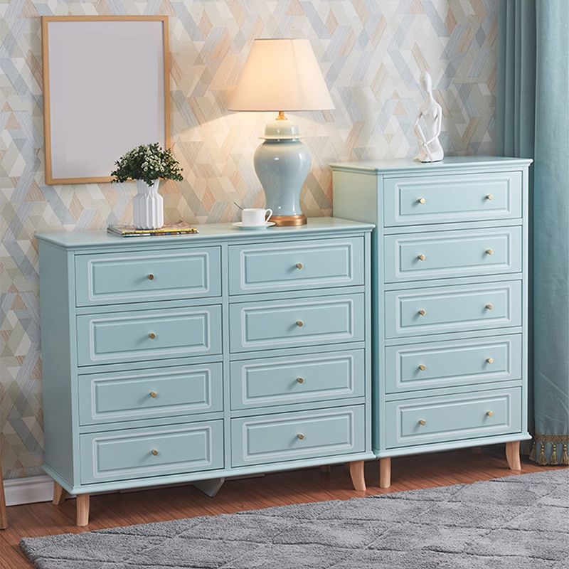 Contemporary Blue/ White Wooden Rectangle Accent Chest with Drawers
