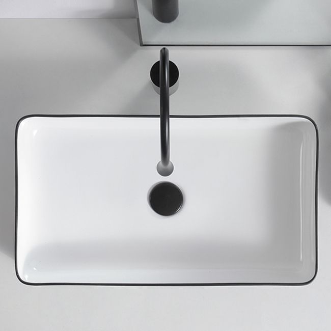 Modern Trough Bathroom Sink White and Black Trough Bathroom Sink