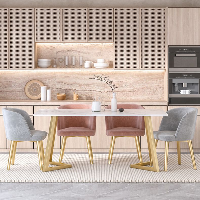 Modern Rectangle Shape White Dining Set Standard Sintered Stone Top Dining Set for Kitchen