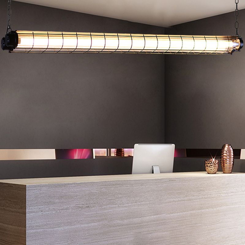 Industrial Style Metal Hanging Lamp Cylinder Shape Island Light Fixture for Dining Table