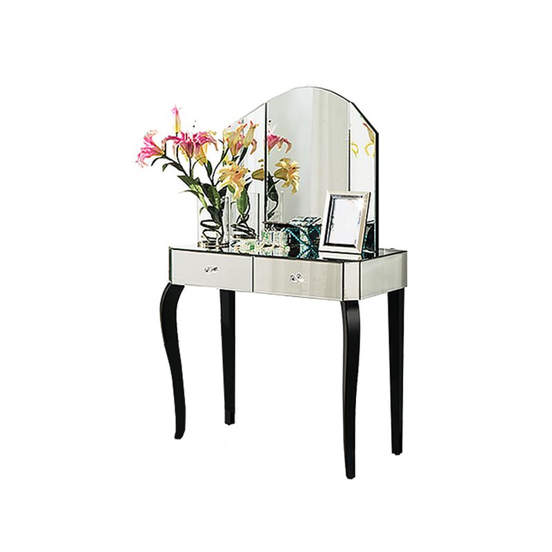 15.74" Wide Vanity Set with Tri-Fold Glass Make-up Vanity with Drawers