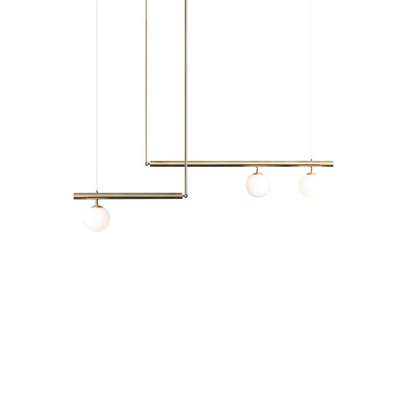 Globe Island Chandelier Lights Modern White Glass Pendant Lighting for Restaurant