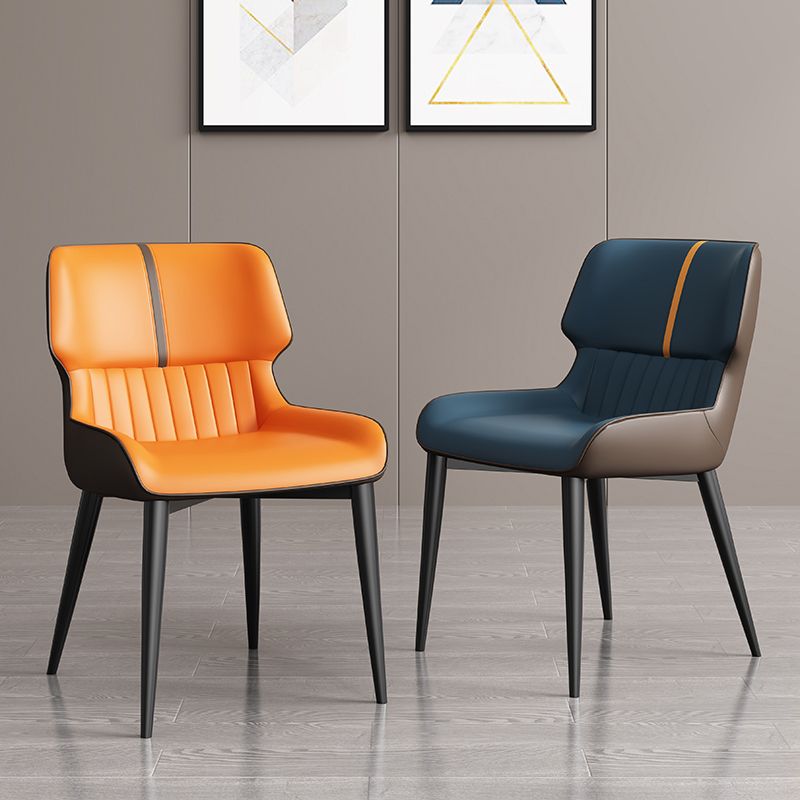 Contemporary Home Wingback Side Chair Matte Finish Leather Dining Chair